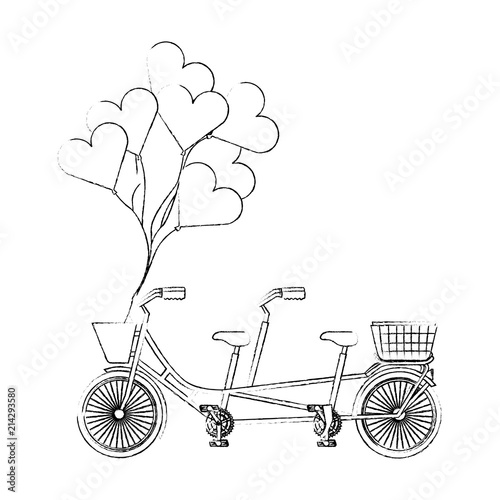 retro tandem bicycle with balloons helium