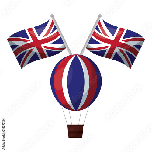 balloon air hot with flags of great britain