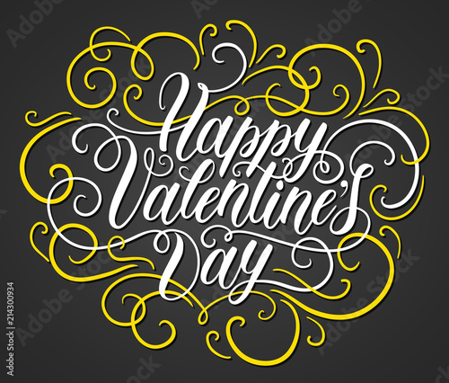 Happy Valentine s day hand lettering. Can be used for website background, poster, printing, banner, greeting card. Vector illustration