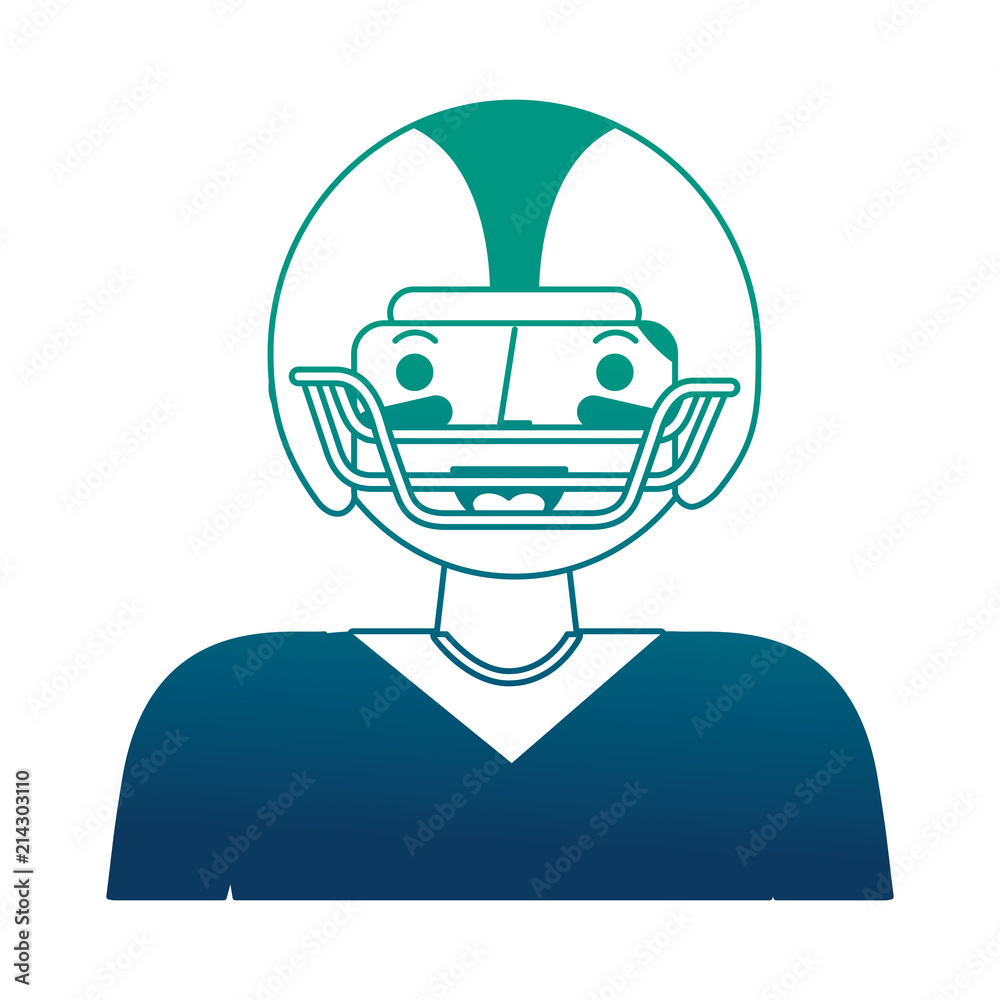 sport man player american football portrait vector illustration gradient design