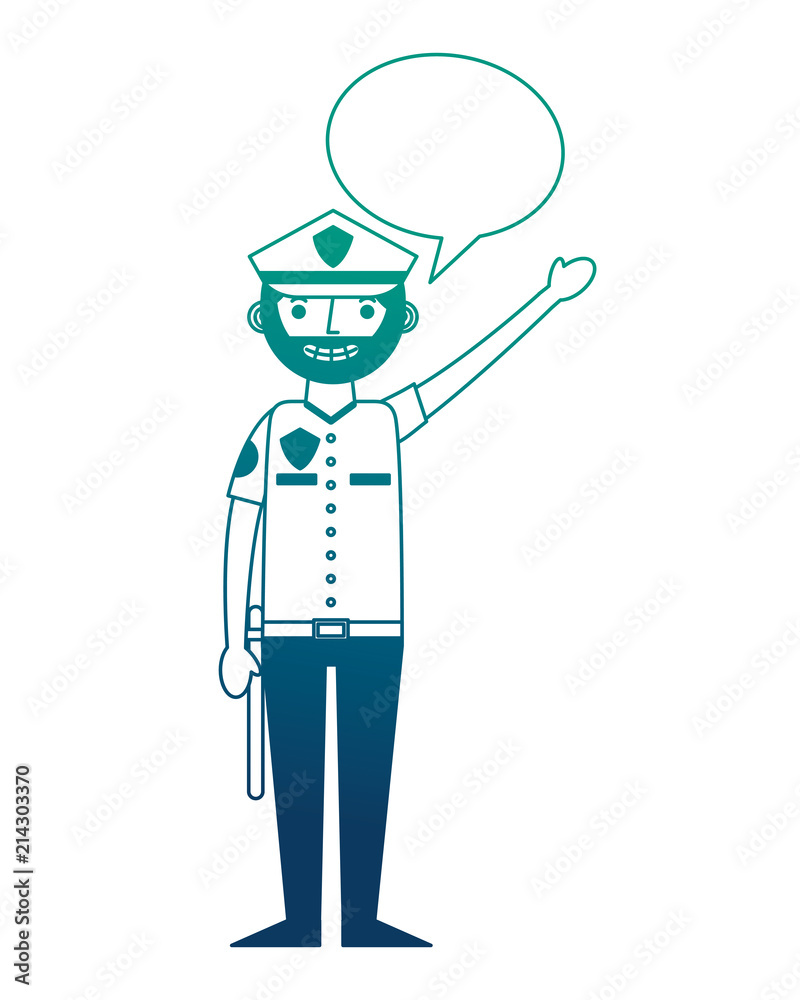 police man in uniform character speech bubble vector illustration gradient design police man in uniform character speech bubble vector illustration gradient design