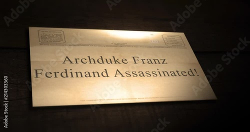 Sepia old telegram text series - Archduke Franz Ferdinand Assassinated photo
