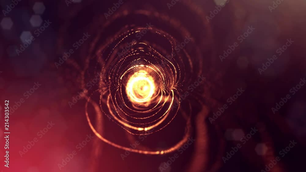 4k seamless 3d animation as sci-fi background with glow particles and ...