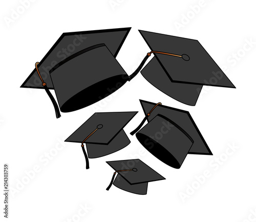 hats graduation pattern background vector illustration design