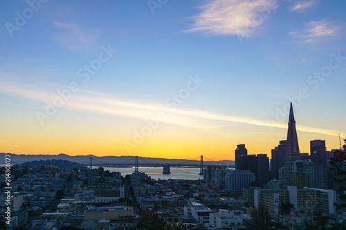 landscape of sun rise in san francisco photo