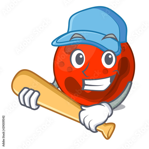 Playing baseball mars planet character cartoon