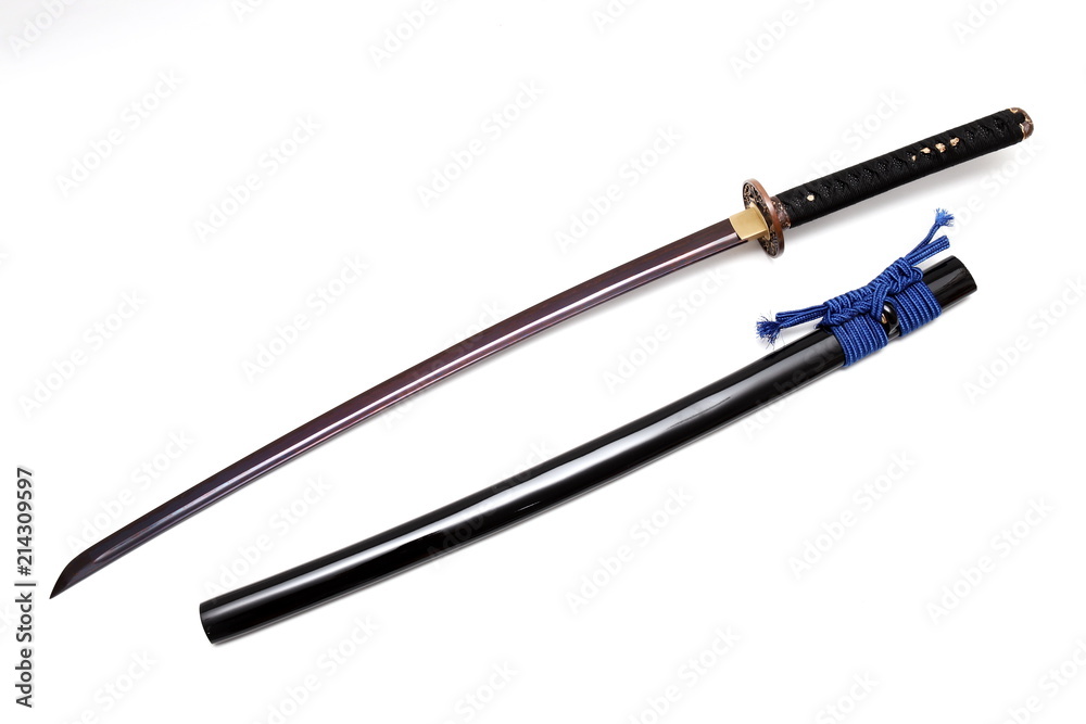 Obraz premium Japanese sword and scabbard on white background