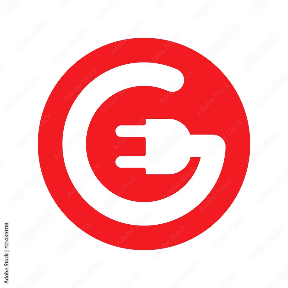 Electric logo. Power icon. Plug in symbol. Vector eps 08.