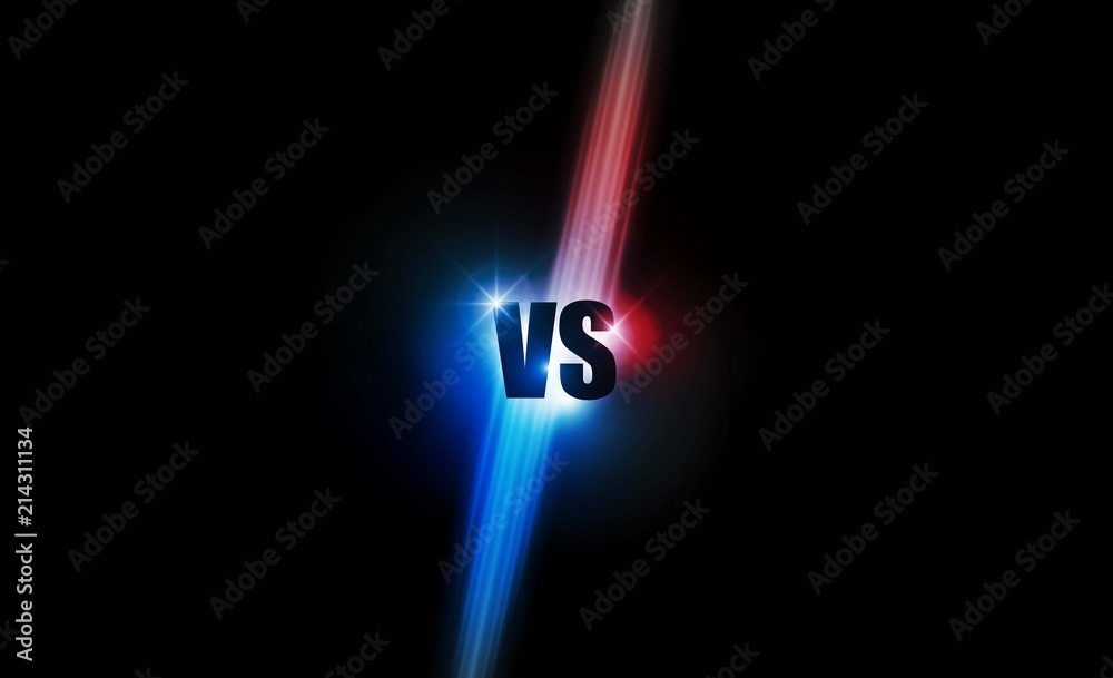 Icon neon versus logo vs letters for sports and fight competition. Battle  and match, game concept competitive. Vector illustration, Stock vector