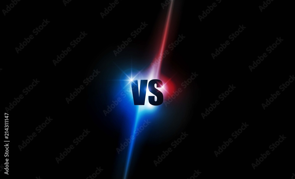 Icon neon versus logo vs letters for sports and fight competition. Battle  and match, game concept competitive. Vector illustration, Stock vector