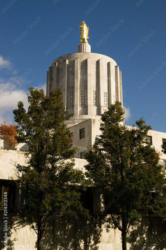 The Oregon State Capitol Dome in Salem Features Solid Granite