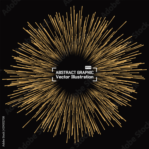 Lines color gold composed of glowing backgrounds, Abstract data flow tunnel, Explosion radial background. Vector illustration
