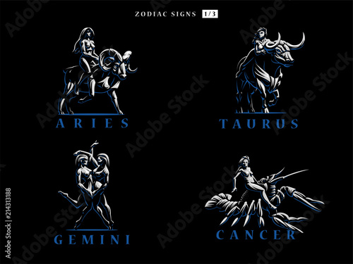 Set of Zodiac signs. Vector illustration.