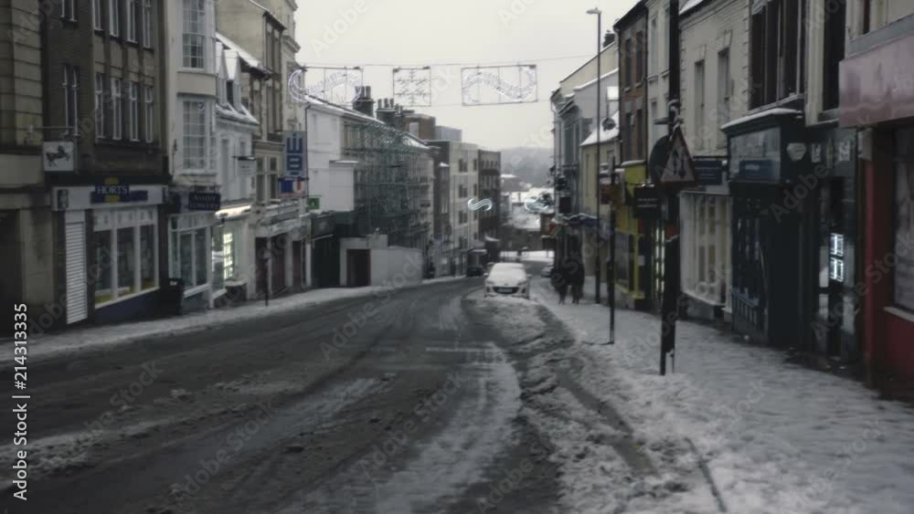 UNITED KINGDOM, NORTHAMPTON - JANUARY 18, 2018: St Abington street in Northampton at winter., United Kingdom, Northampton UNITED KINGDOM, NORTHAMPTON - JANUARY 18, 2018: St Abington street in Northampton at winter., United Kingdom, Northampton