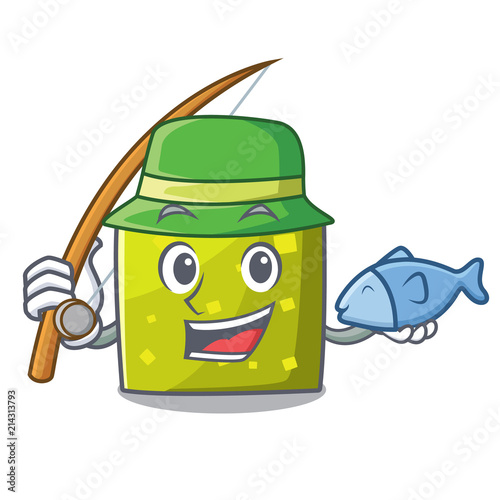 Fishing square mascot cartoon style