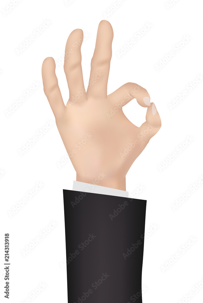 hand with OK signal on white background hand with OK signal on white background