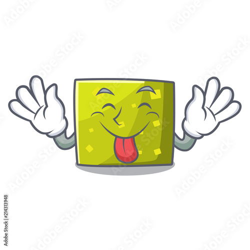 Tongue out square mascot cartoon style
