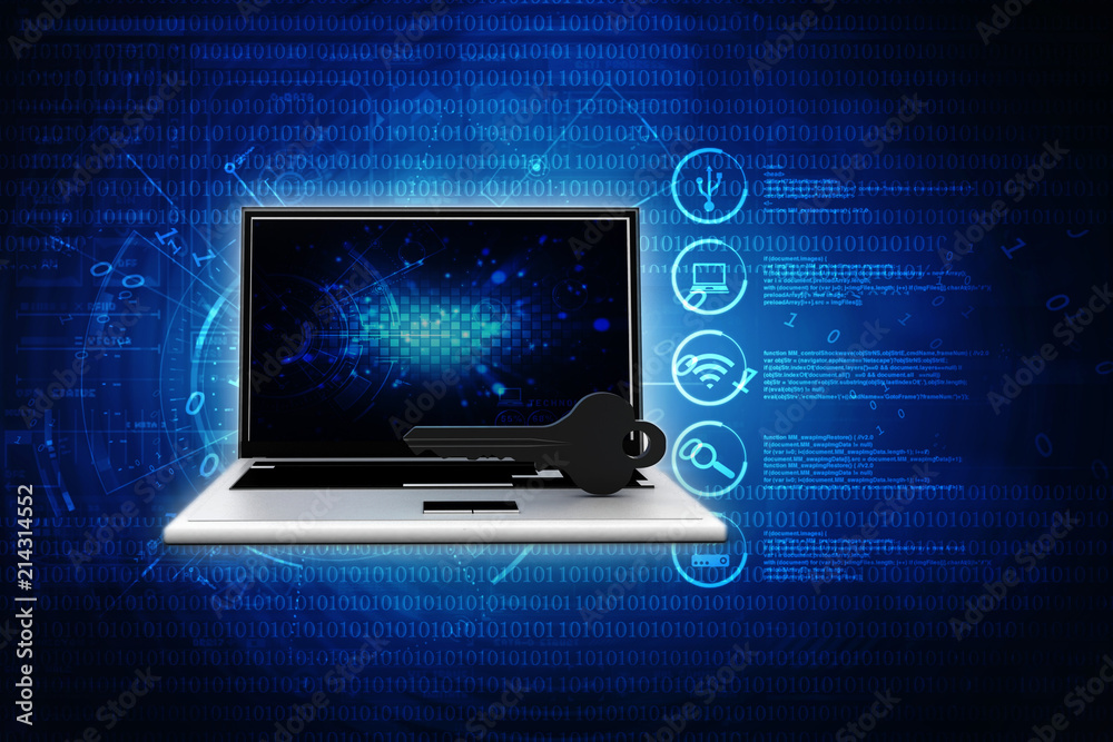 laptop key security concept. 3D illustration
laptop key security concept. 3D illustration