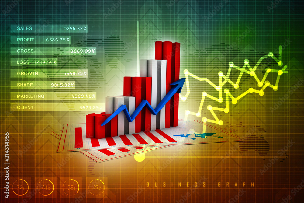 Naklejka premium 3d rendering Stock market online business concept. business Graph