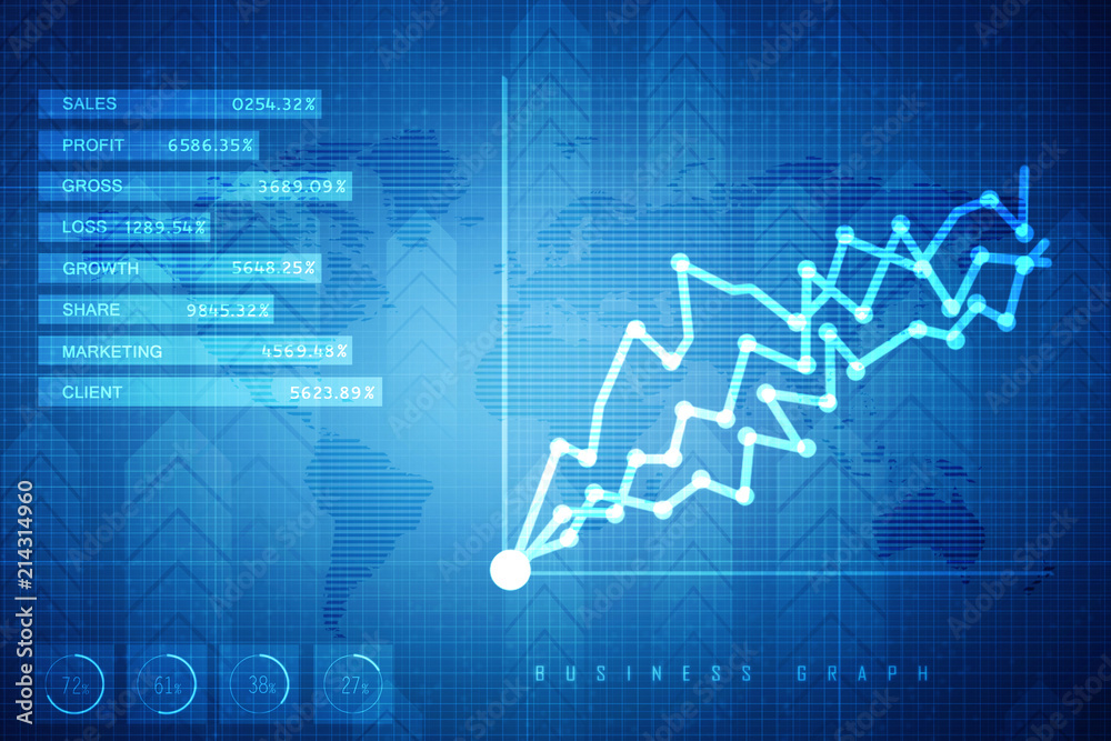 2d rendering Stock market online business concept. business Graph 