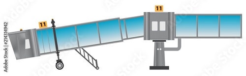 Glass aero bridge or Jetway or Jet bridge Isolated