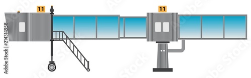 Glass aero bridge or Jetway or Jet bridge Isolated