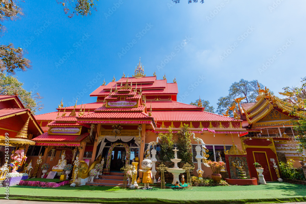 Chiang Rai,Thailand - February 24,2018:Wat Prathat Doi Wao or Black Scorpion Temple at Mae Sai Chiang Rai border crossing from Mai Sai to Tachilek Myanmar.