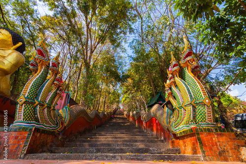 stairway to the highest temple Wat Prathat Doi Wao at Mae Sai Chiang Rai Thailand photo