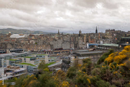 Cityscape view of the old town district of Edinburgh City from the hilltop of Calton Hill in central Edinburgh, Scotland, UK © jiggotravel