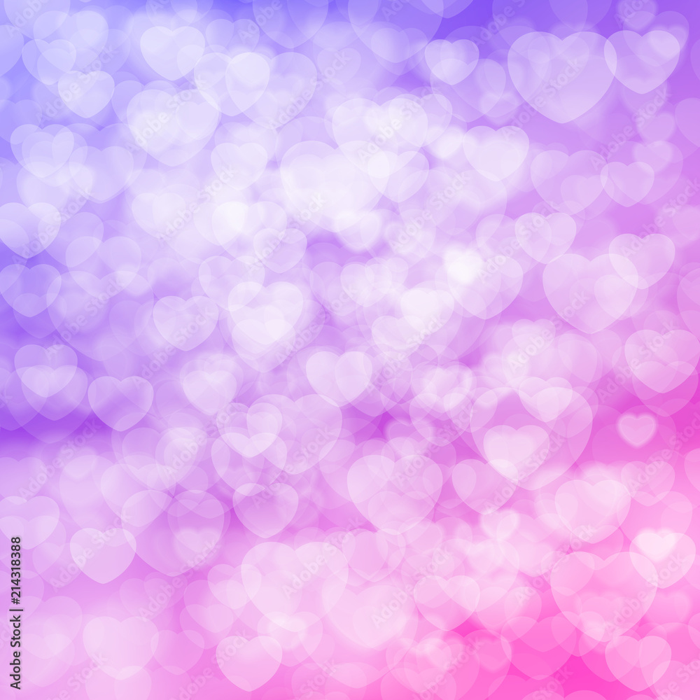 Background with a bokeh of hearts. The concept of love, romance, Valentine's day. Item or pattern for your graphic design. Vector illustration.