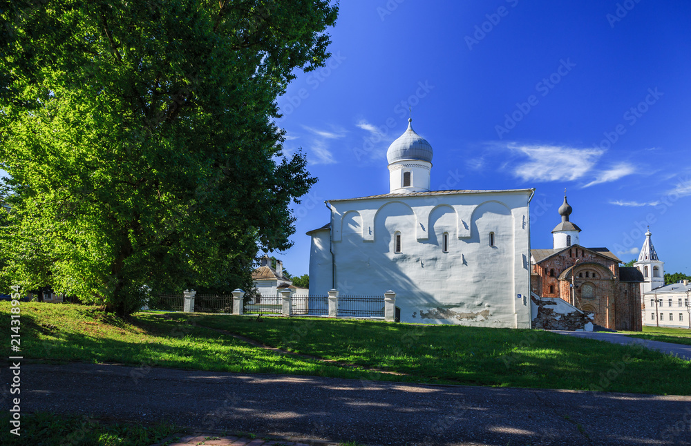 Church of Assumption (Uspenskaya), Paraskeva Pyatnitsa church at Yaroslav Courtyard in Veliky Novgorod (Novgorod the Great), Russia 