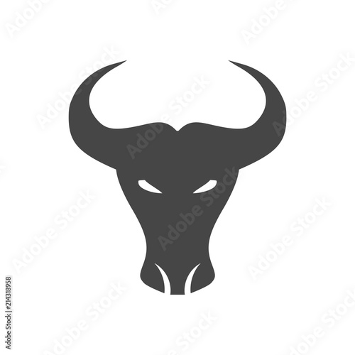Bull Face Logo, Business Icon on a White Background