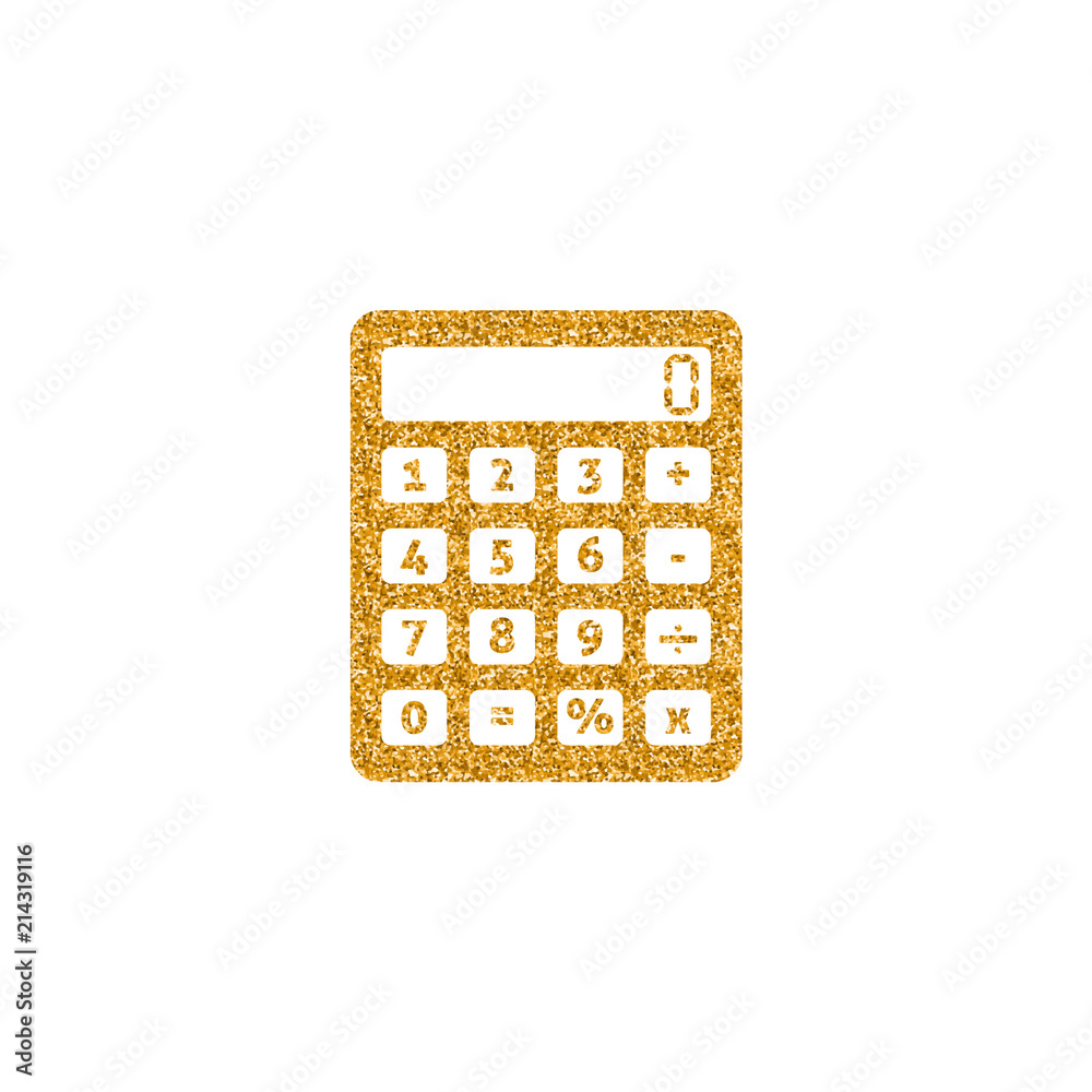Calculator icon in gold glitter texture. Sparkle luxury style vector  illustration. Stock Vector | Adobe Stock