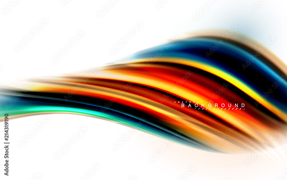 Fluid liquid mixing colors concept on light grey background, wave and swirl curve flow line, trendy abstract layout template for business presentation, app wallpaper banner, poster or wallpaper Fluid liquid mixing colors concept on light grey background, wave and swirl curve flow line, trendy abstract layout template for business presentation, app wallpaper banner, poster or wallpaper
