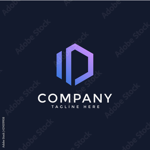 Letter I and D in Hexagon Logo Vector