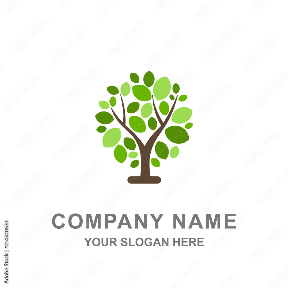Obraz premium Green Tree Leaf Nature Summer Logo Vector Illustration 