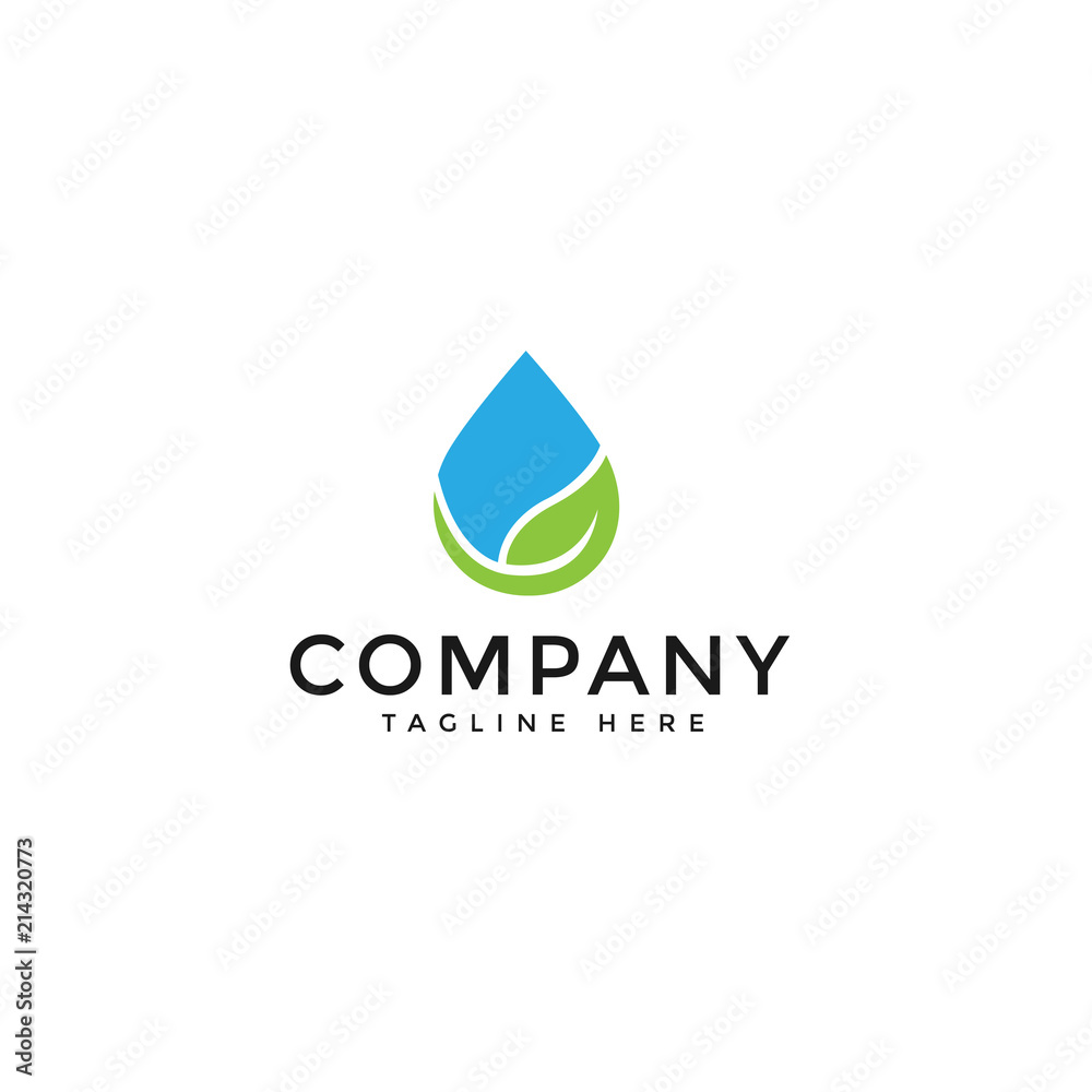 Water drop and leaf logo vector design template in isolated white background Water drop and leaf logo vector design template in isolated white background