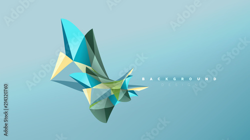 Abstract background - geometric origami style shape composition, triangular low poly design concept. Colorful trendy minimalistic illustration