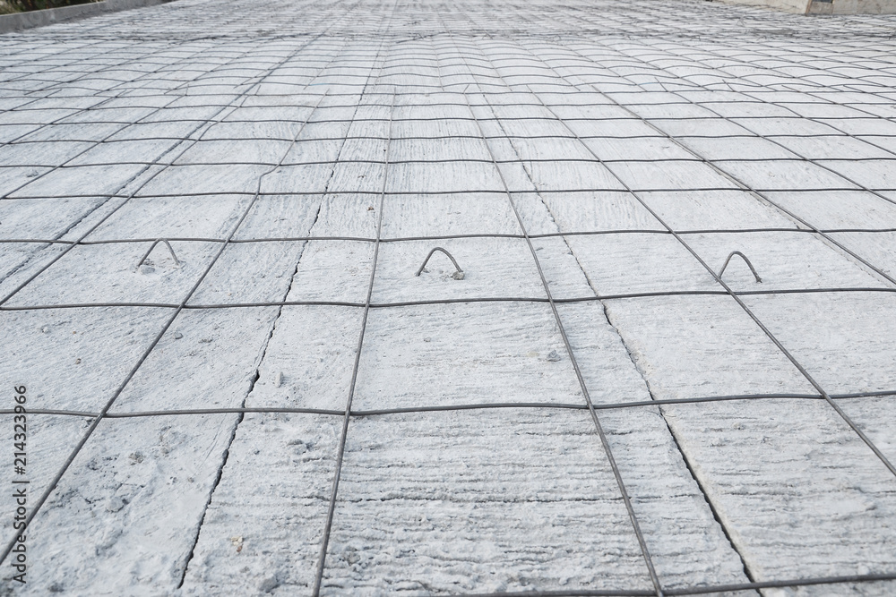Fototapeta premium steel grid placed on precast concrete floor