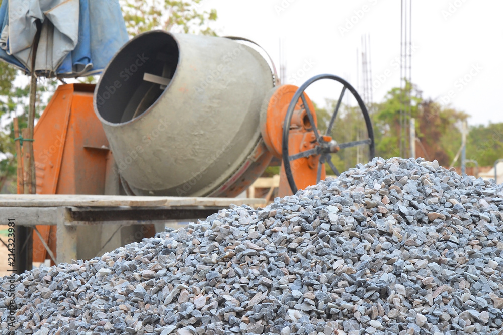 pile of gravel and cement mixer pile of gravel and cement mixer