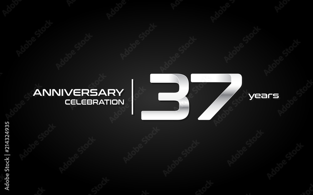 37 years anniversary celebration logo, white, isolated on white background 37 years anniversary celebration logo, white, isolated on white background
