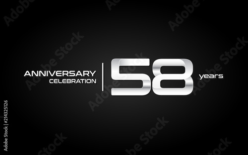 58 years anniversary celebration logo, white, isolated on white background