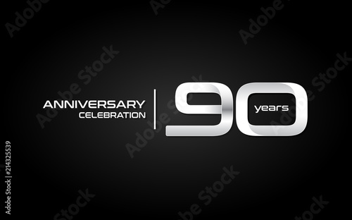90 years anniversary celebration logo, white, isolated on white background