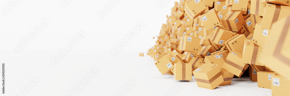 Infinite shipping boxes, transportation and logistics concept, original 3d rendering illustration Infinite shipping boxes, transportation and logistics concept, original 3d rendering illustration