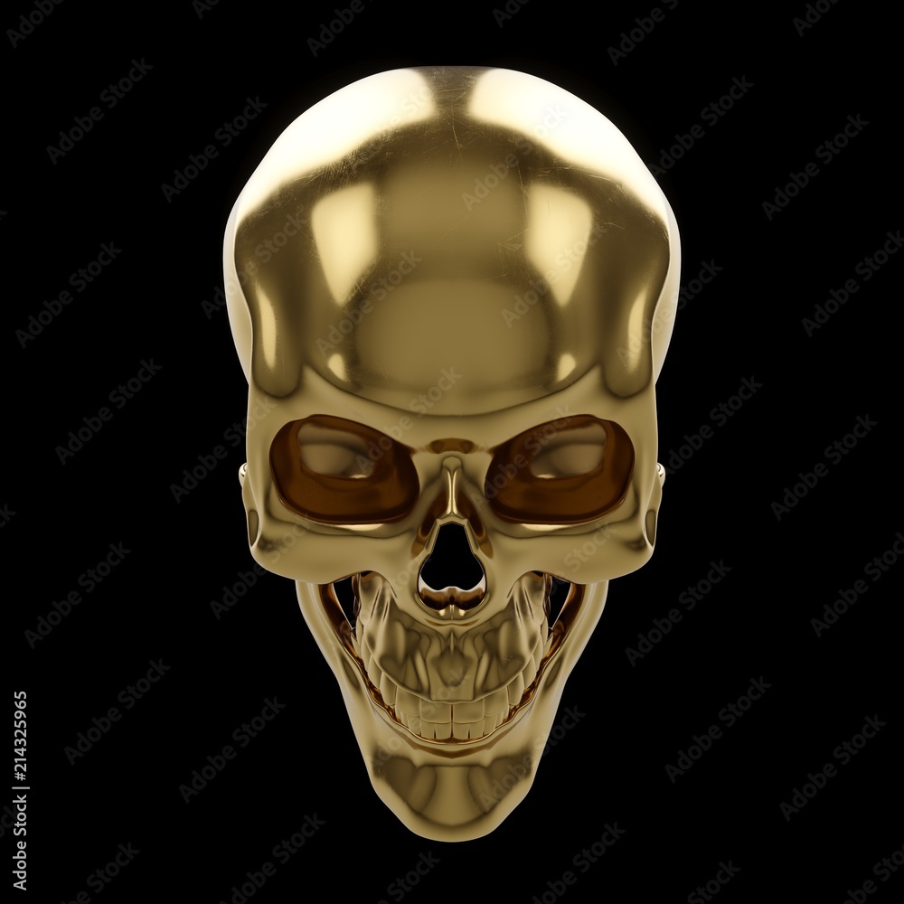 3D rendering golden skull isolated 3D rendering golden skull isolated