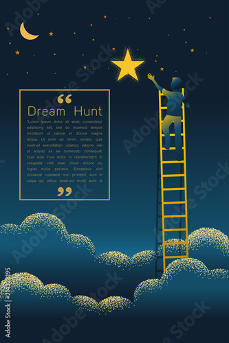 Business concept vector illustration of reach out for the stars