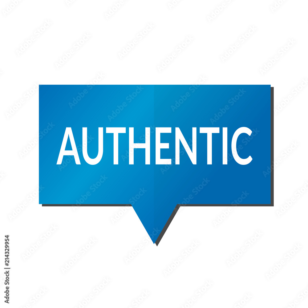 Blue authentic speech bubble on white background Blue authentic speech bubble on white background