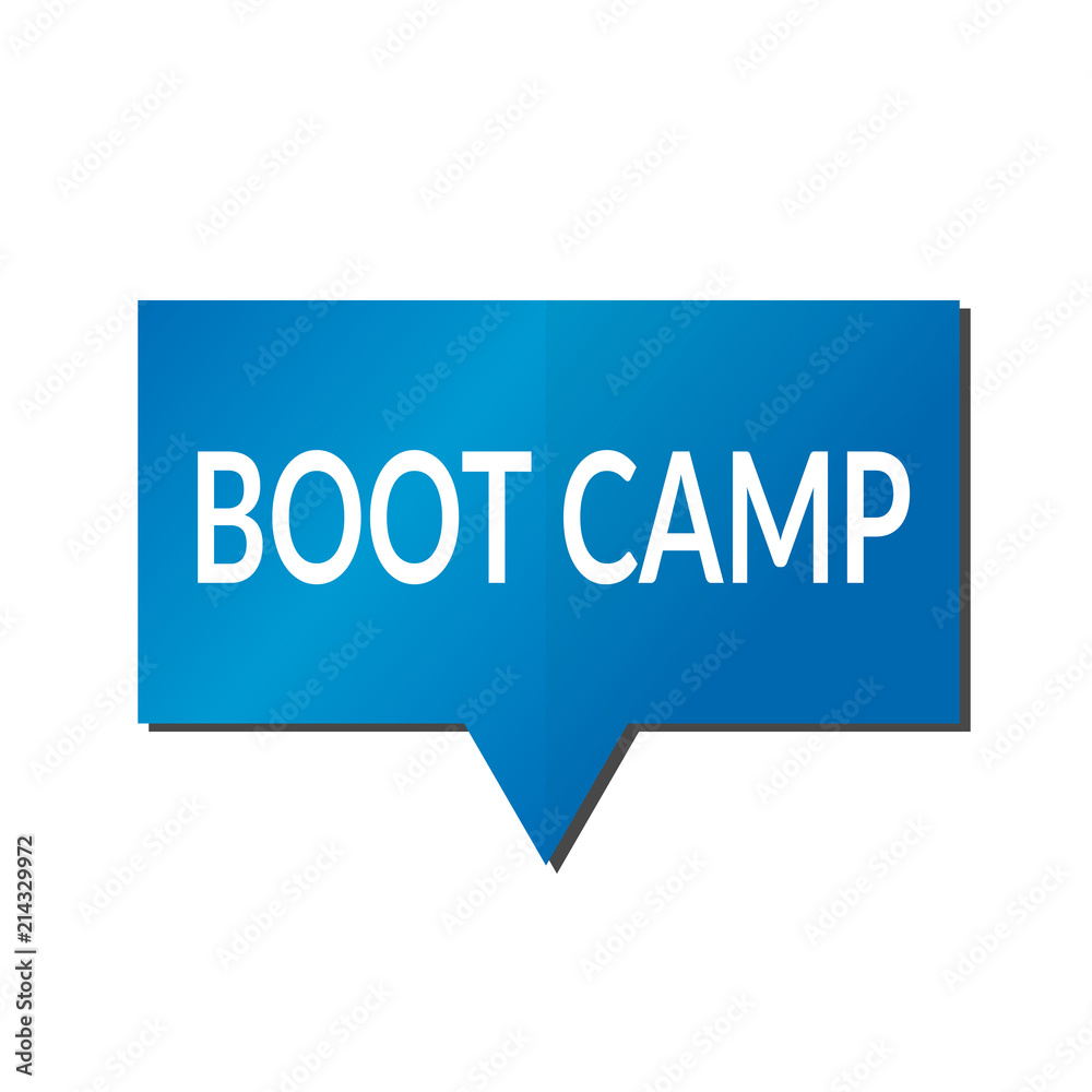 Blue Boot camp speech bubble on white background Blue Boot camp speech bubble on white background