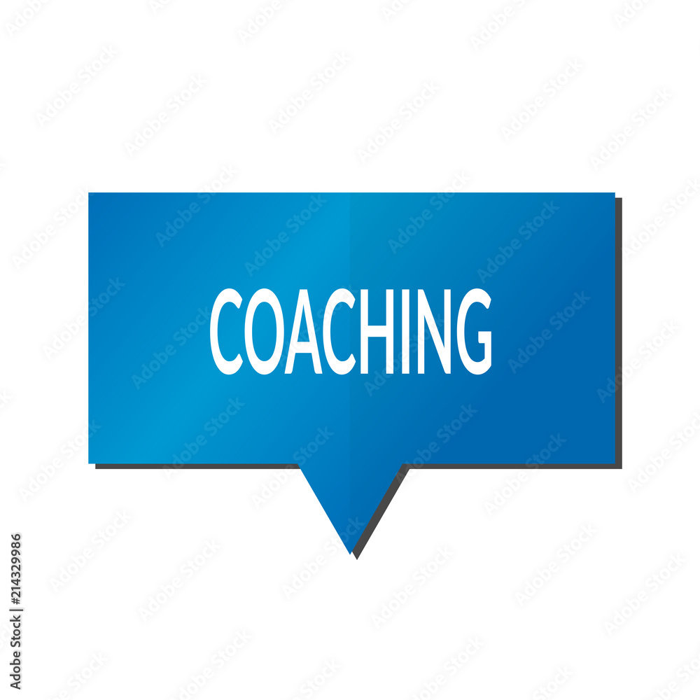 Blue Coaching speech bubble on white background Blue Coaching speech bubble on white background