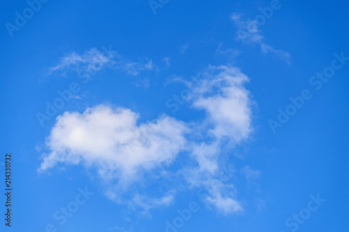 White clouds in the vast blue sky. Abstract nature background.
